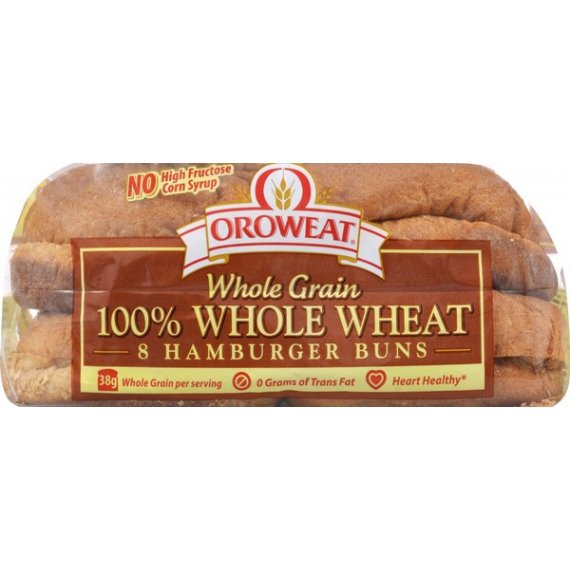 Oroweat Whole Grains 100% Whole Wheat Hamburger Buns 8 count, 4 image