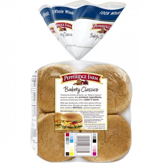 Pepperidge Farm Bakery Classics 100% Whole Wheat Hamburger Buns, 14.5 oz. Bag, 8-pack, 5 image
