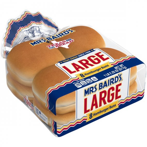 Mrs Baird's Large Hamburger Buns, 8 count, 18.25 oz, 2 image