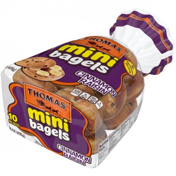 Thomas' Cinnamon Raisin Mini Bagels, Great for Before or After School Snacks, 10 count, 15 oz, 4 image